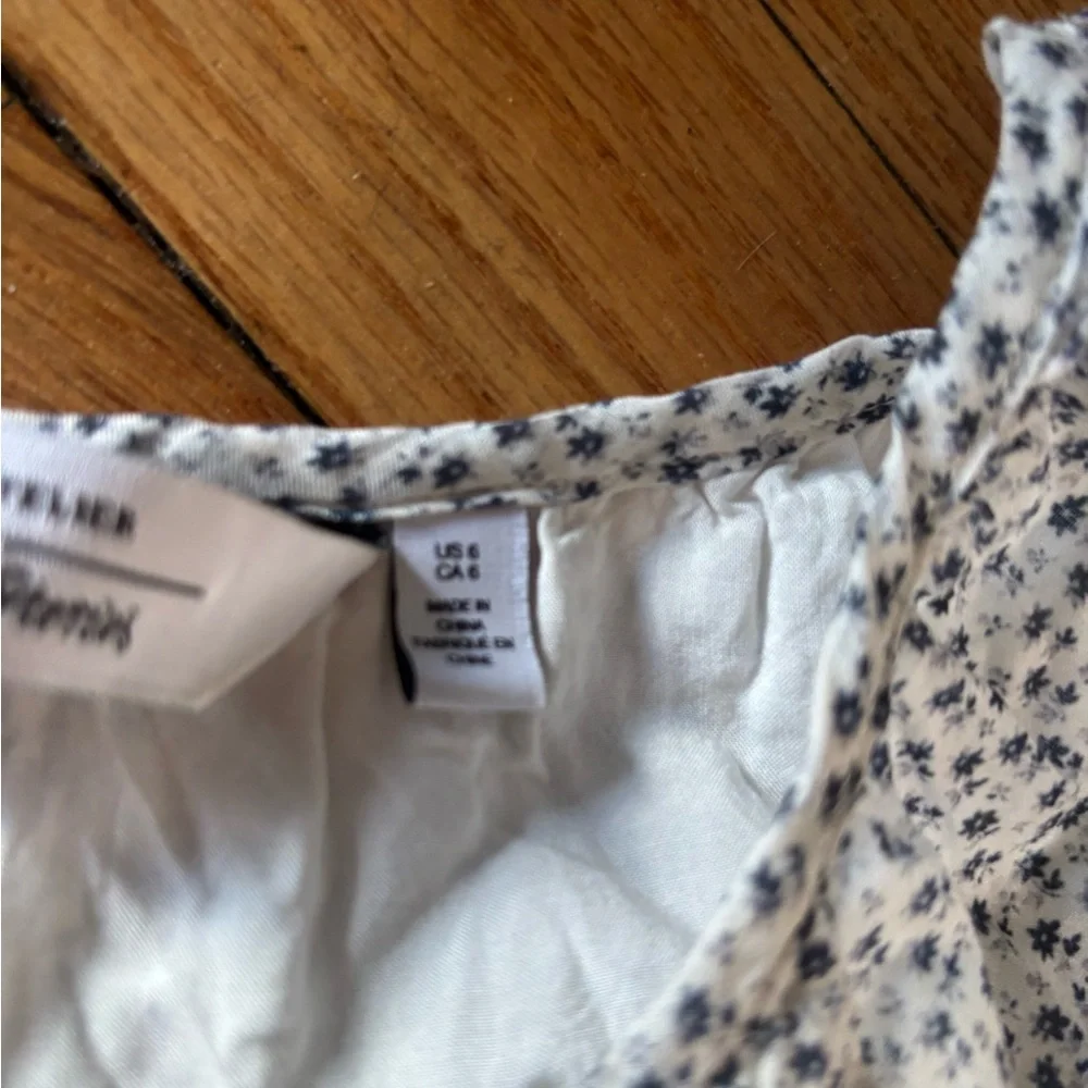 & Other Stories Size 6 White Wide Tiered Midi Long Sleeve Floral Blue Dress - Picture 6 of 8